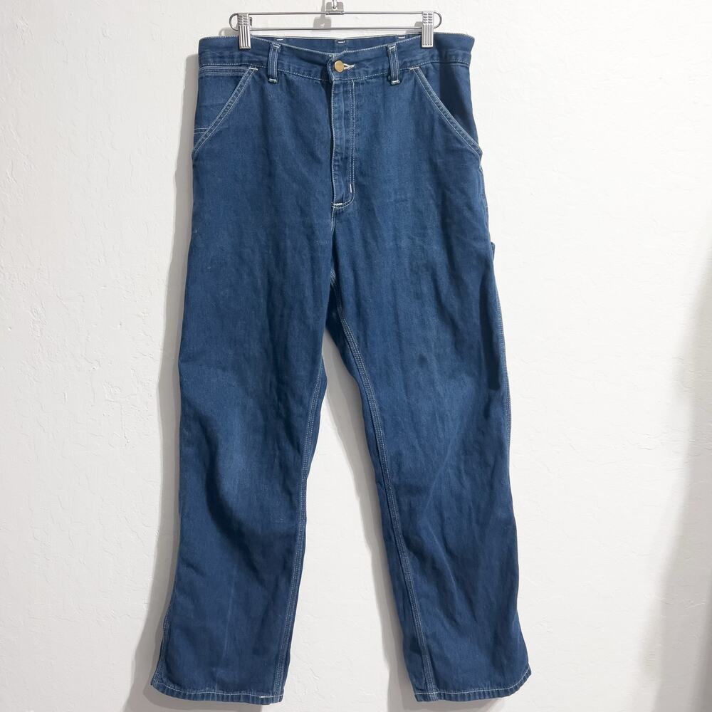 Carhartt Denim Jeans SZ 34 Carpenter Stitch Dark Wash Cotton Relaxed